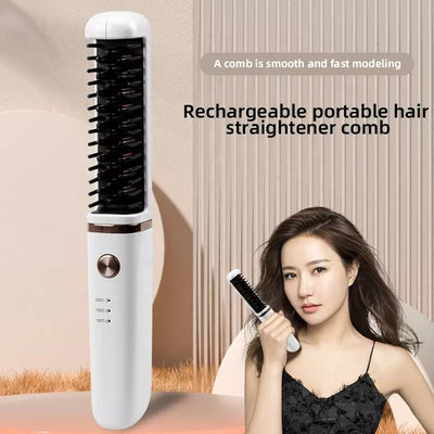 Wireless Hair Straightening Brush USB Rechargeable Hot Comb Portable